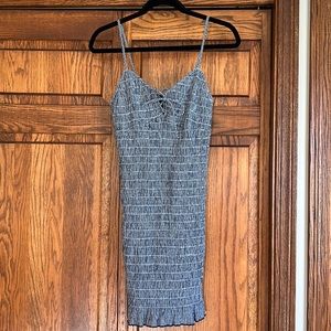 American Eagle Outfitters-Vintage-Pucker Seersucker dress-Size Medium-Navy/White